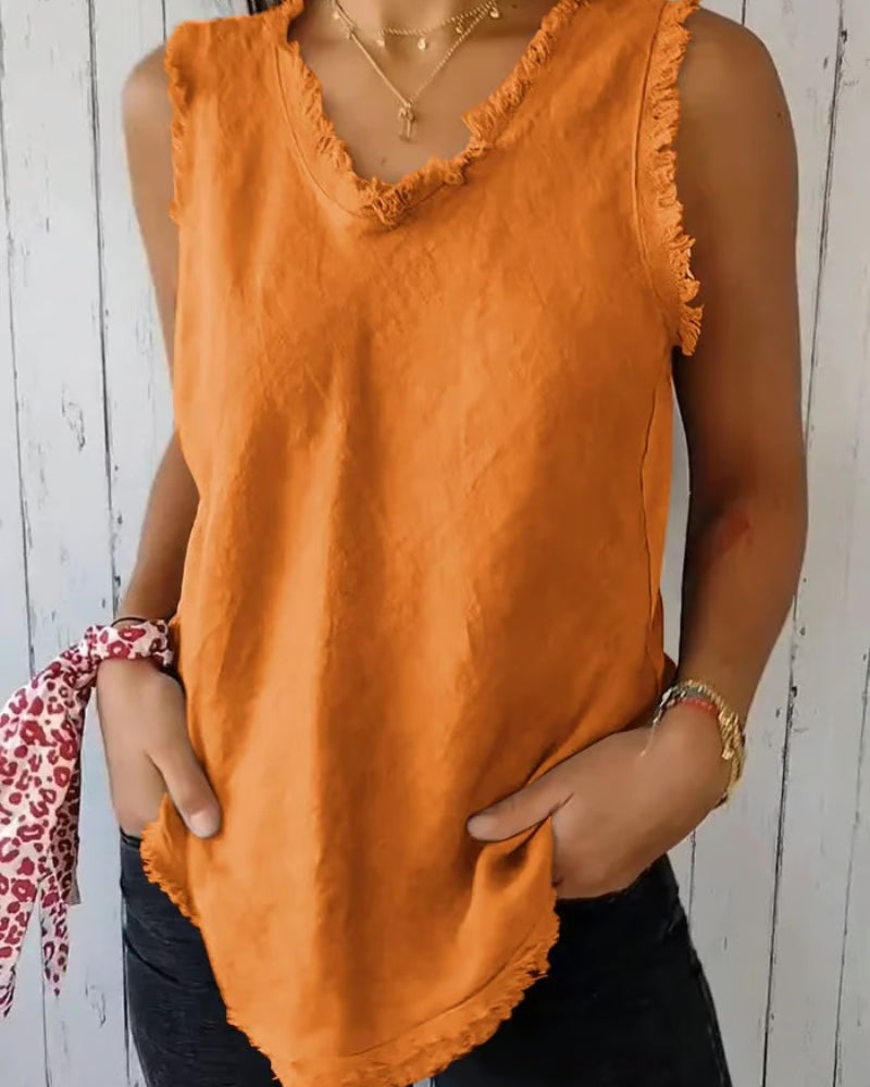 Zyrelle | Women’s Frill Trim Sleeveless Summer Top