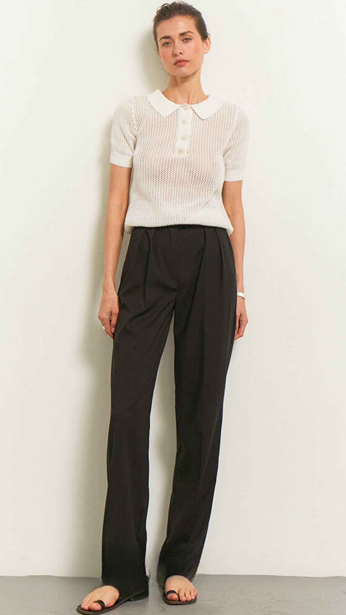 Tavielle | Women’s Textured Knit Short Sleeve Polo Top