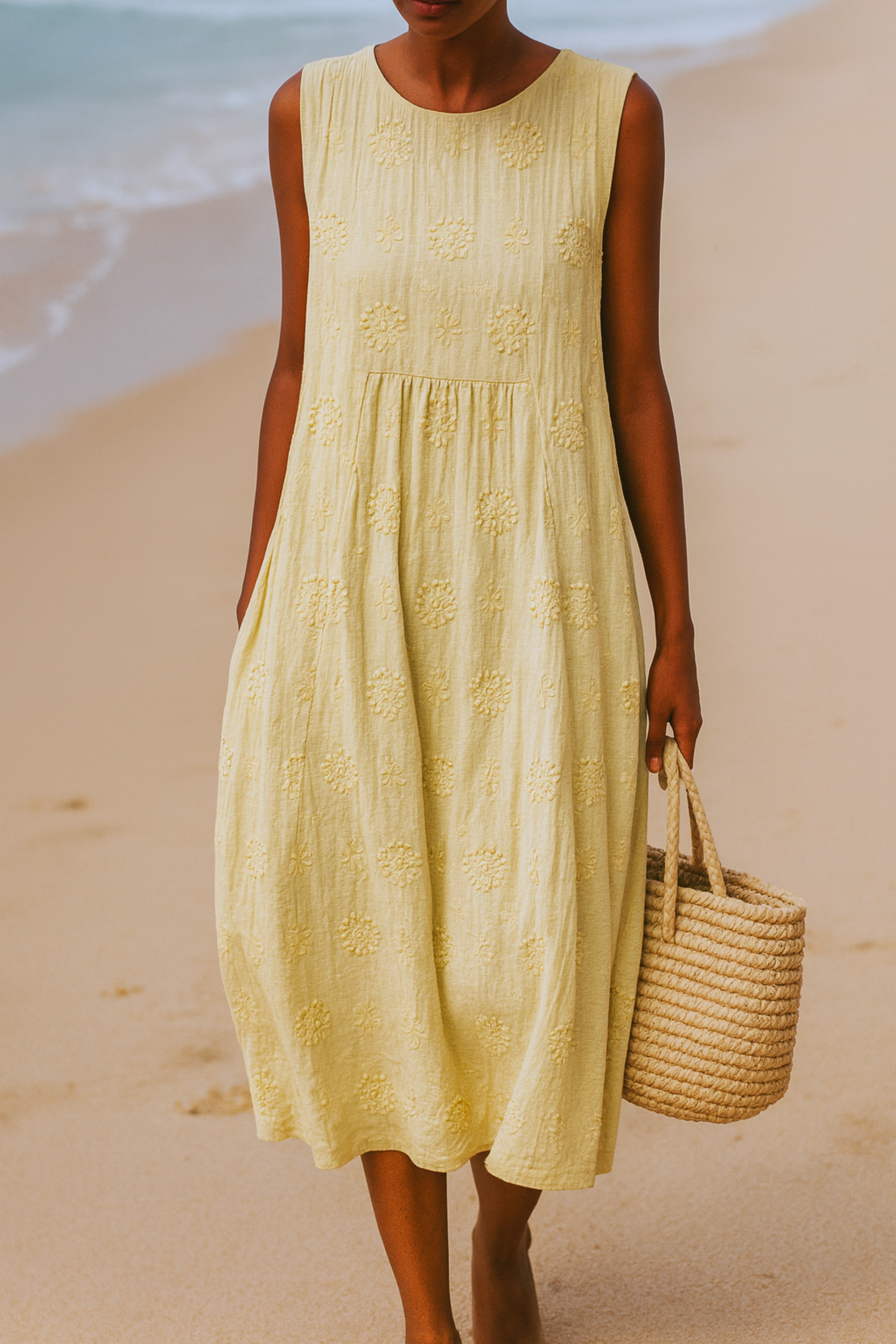 Calithea | Women’s Sleeveless Textured Midi Dress