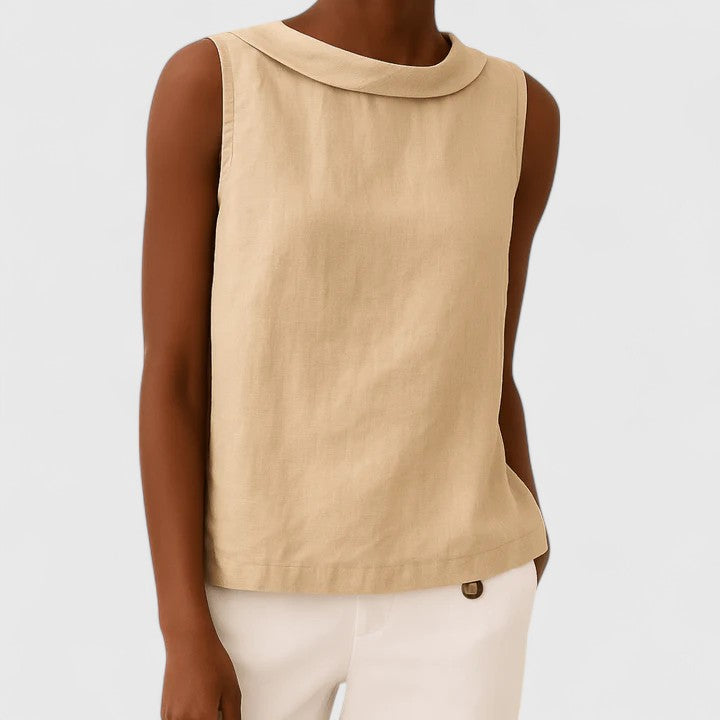 Women’s Sleeveless Blouse – Crew Neck Relaxed Fit Top