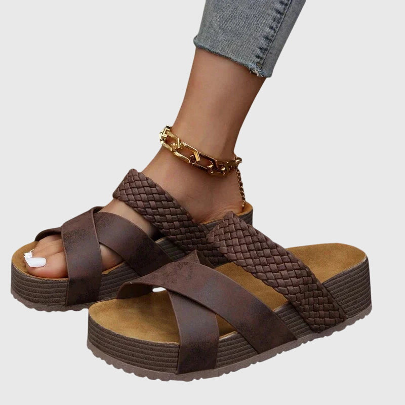 Aurevia | Women's Cross Strap Platform Orthopedic Slides