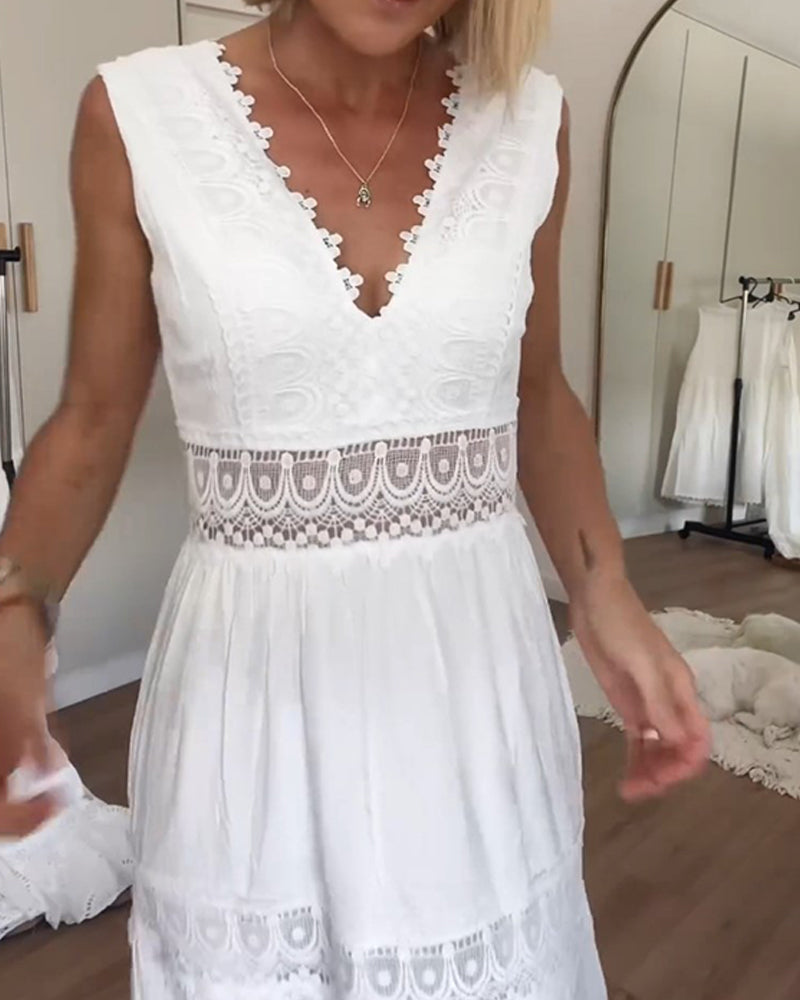 Lace Trim Midi Dress – Elegant Summer Dress