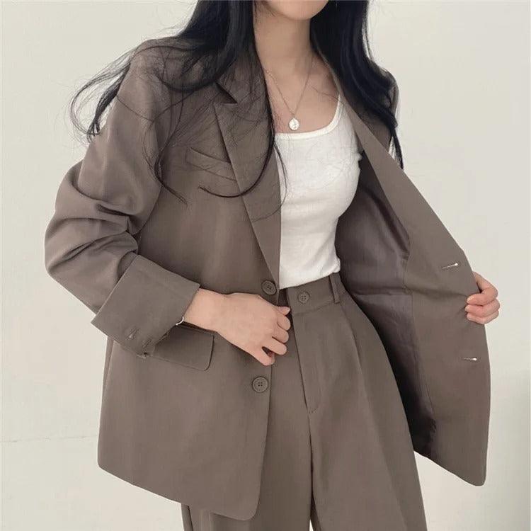 Women’s Elegant Evening Set – Tailored Blazer and Wide Leg Pants
