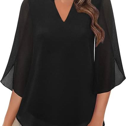 Arielle | Women’s V-Neck Flutter Sleeve Relaxed Blouse