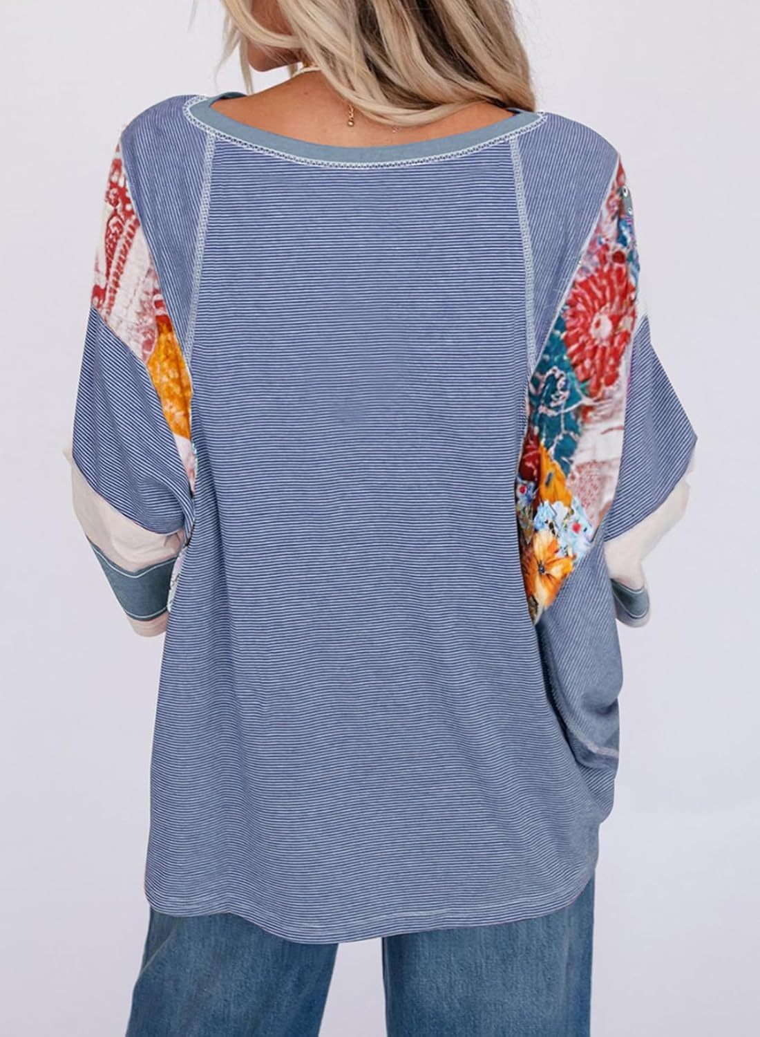 Marivelle | Women’s Striped Patchwork Casual Top