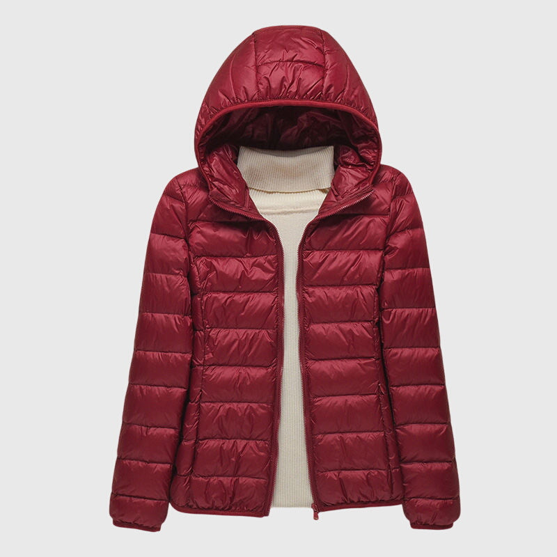 Women’s Hooded Zip-Up Puffer Jacket – Lightweight Everyday Outerwear