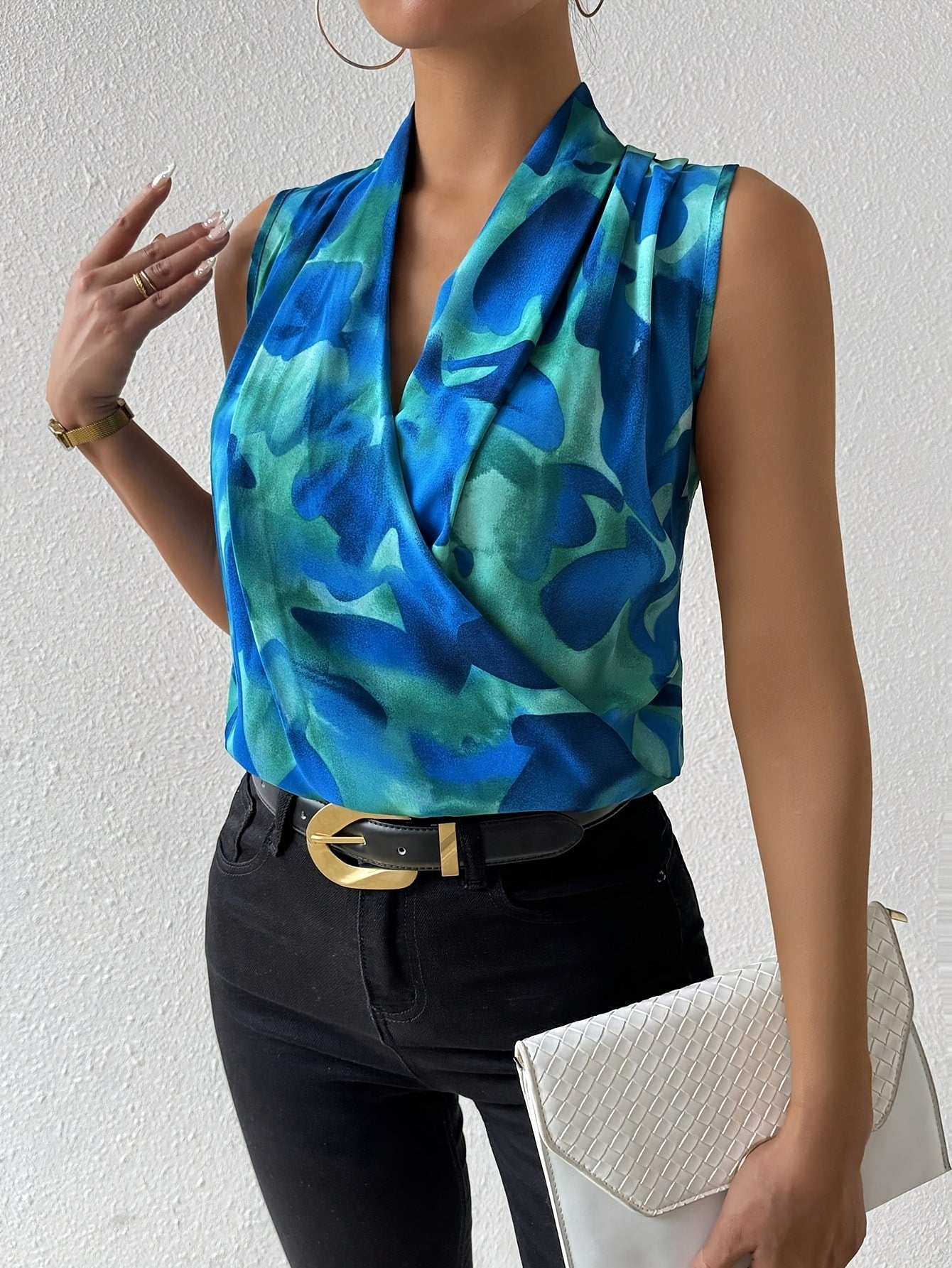 Selmira | Women’s Sleeveless Floral Wrap Top