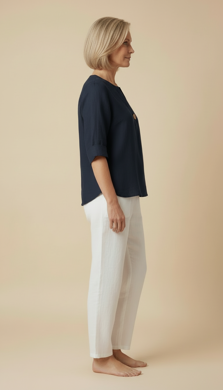 Neravelle | Women’s V-Neck Button-Detail Summer Top