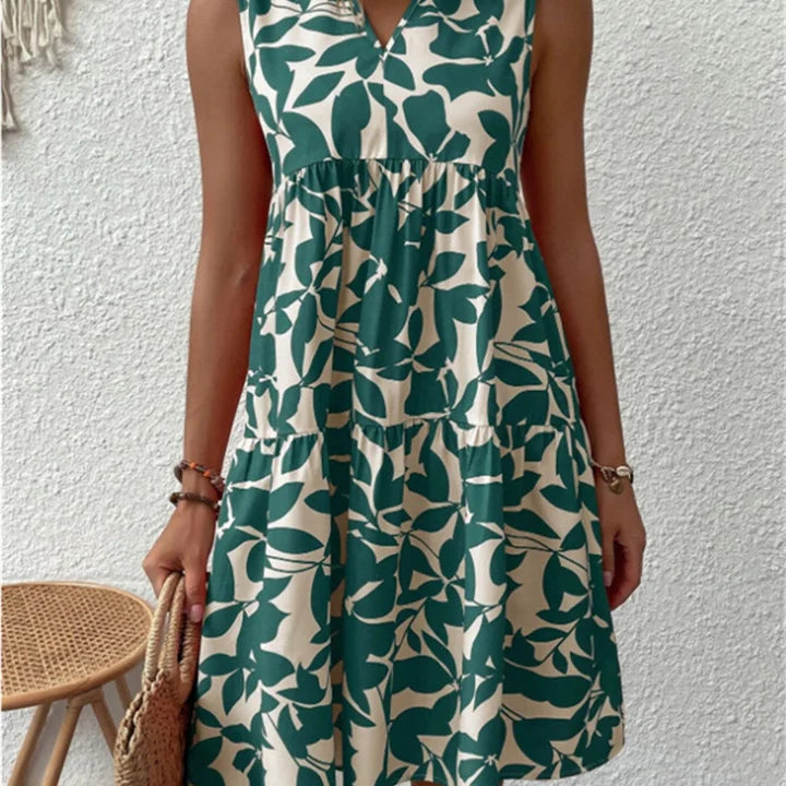 Virellane | Women’s Sleeveless Tiered V-Neck Midi Dress