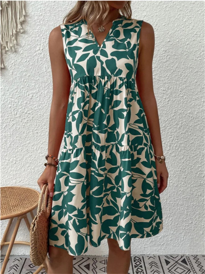 Sorivelle | Women’s Sleeveless Tiered V-Neck Dress