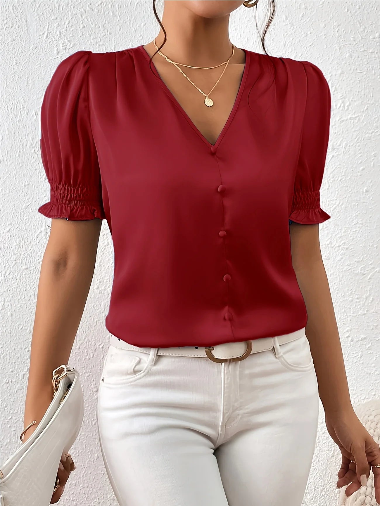 Ari | Women’s Puff Sleeve Button Blouse