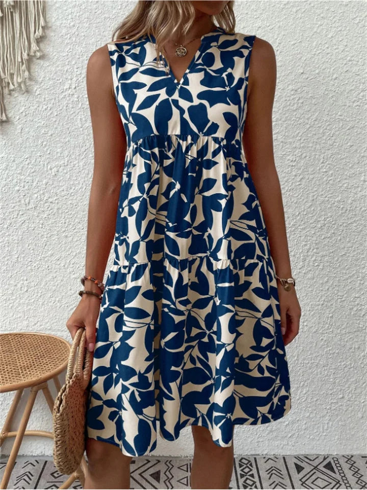 Sorivelle | Women’s Sleeveless Tiered V-Neck Dress