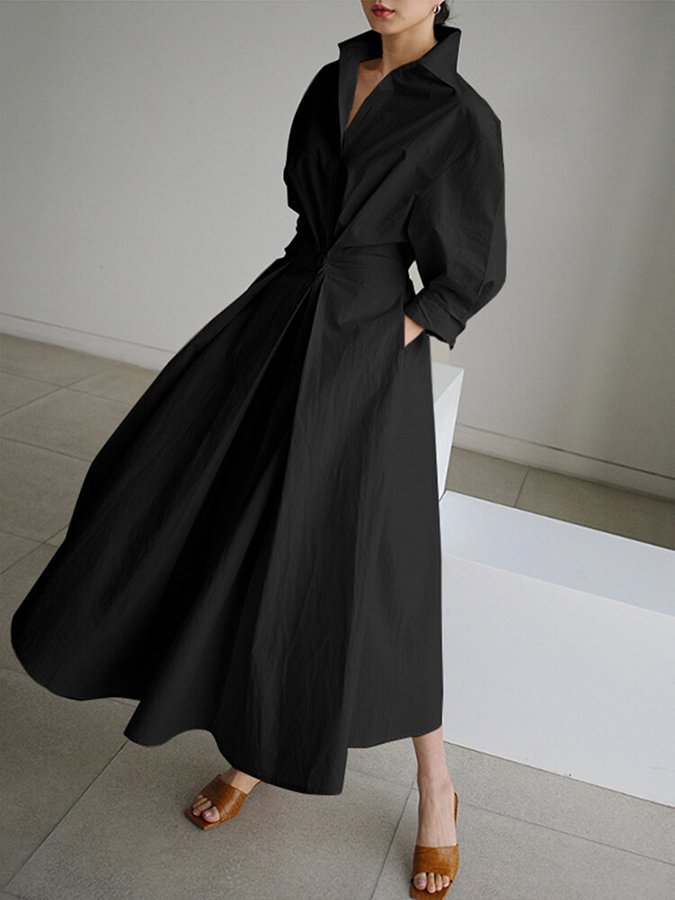 Sofia | Women’s Tailored Wrap Shirt Maxi Dress
