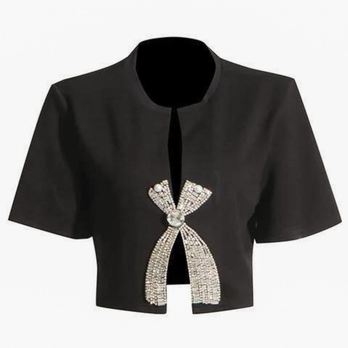 Velmira | Women’s Embellished Cropped Short Sleeve Top