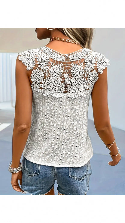 Aureline | Women’s Lace Detail Sleeveless Blouse