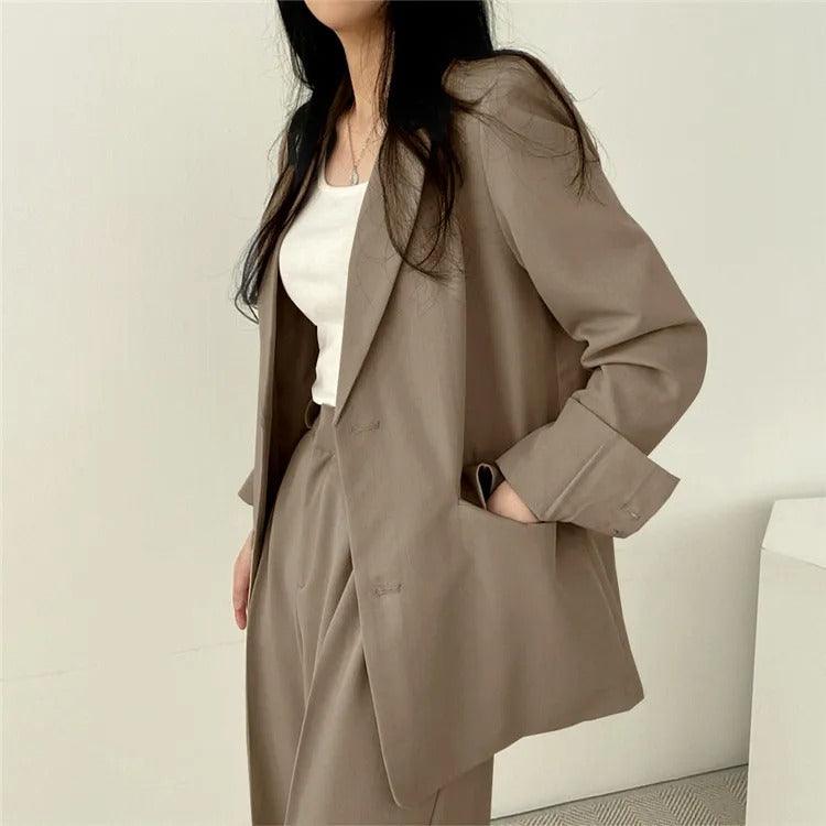Women’s Elegant Evening Set – Tailored Blazer and Wide Leg Pants