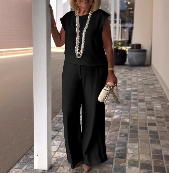 Women’s Comfy 2 Piece Summer Set – Relaxed Top and Wide Leg Pants