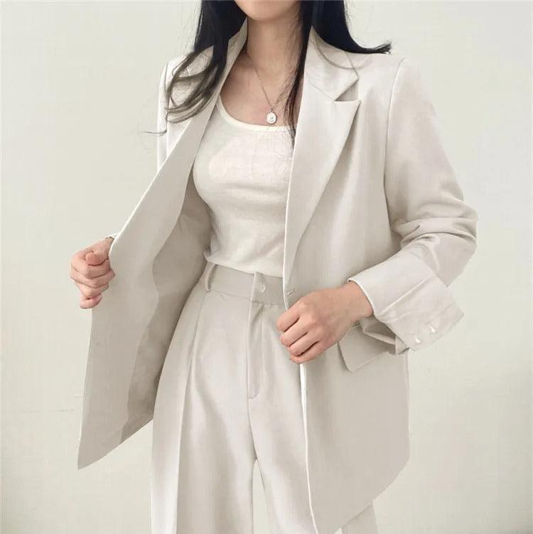 Women’s Elegant Evening Set – Tailored Blazer and Wide Leg Pants