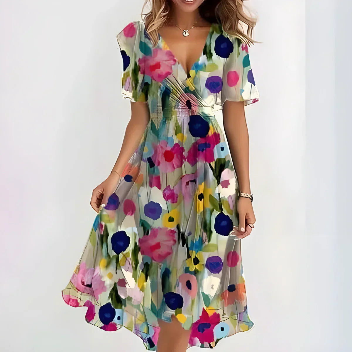 Zerivana | Women’s Floral V-Neck Summer Dress