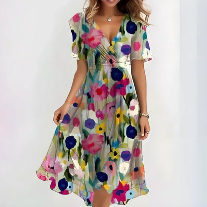 Zerivana | Women’s Floral V-Neck Summer Dress