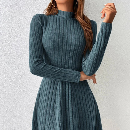 Vaelora | Women’s Ribbed Long Sleeve Fit and Flare Mini Dress