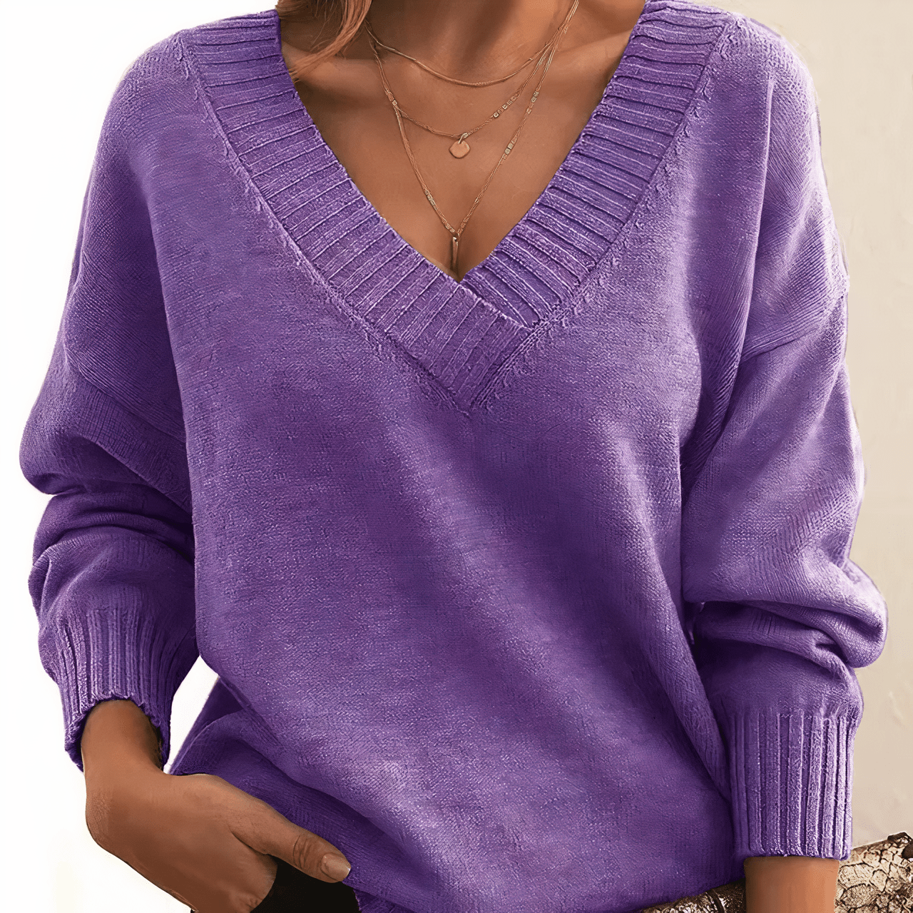 Women’s Cozy V-Neck Knit Sweater