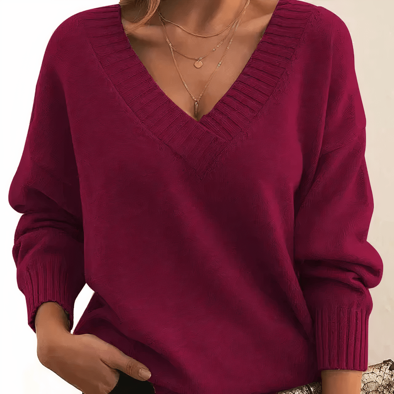 Women’s Cozy V-Neck Knit Sweater