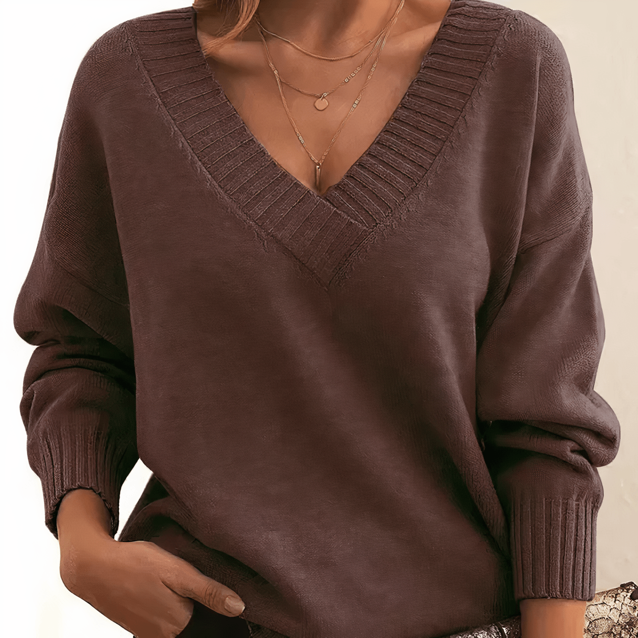 Women’s Cozy V-Neck Knit Sweater