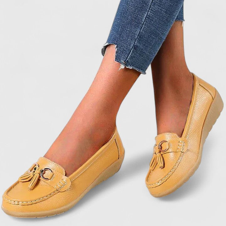 Women’s Orthopedic Slip-On Loafers with Tassel Detail