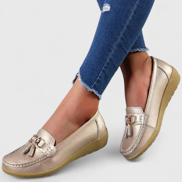 Women’s Orthopedic Slip-On Loafers with Tassel Detail