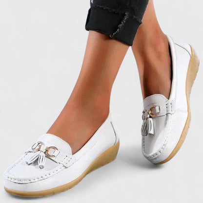 Women’s Orthopedic Slip-On Loafers with Tassel Detail