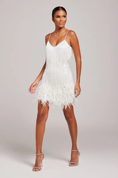 Women’s Cocktail Dress with Fringe Feathers