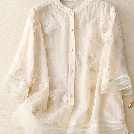 Celestine | Women’s Embroidered Button Front Relaxed Blouse