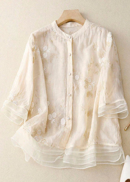 Celestine | Women’s Embroidered Button Front Relaxed Blouse