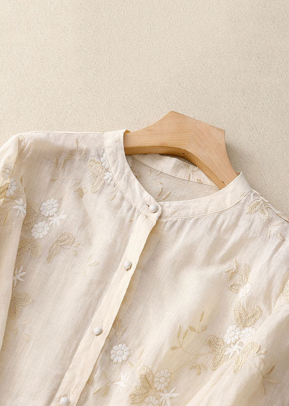 Avery | Lightweight Embroidered Summer Button Top