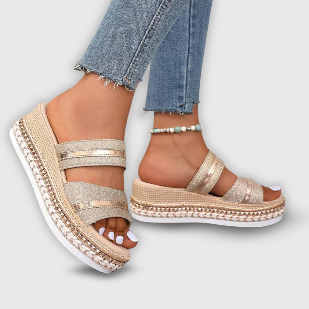 Casey | Platform Summer Slide Sandals with Double Straps