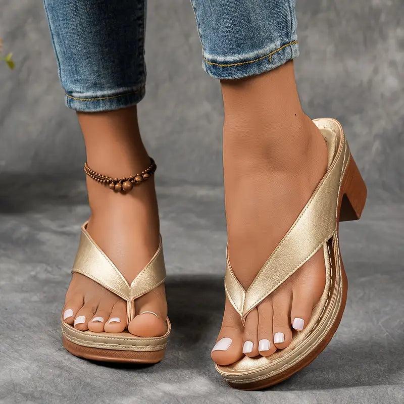 Riley | Summer Heeled Slide Sandals with Strap