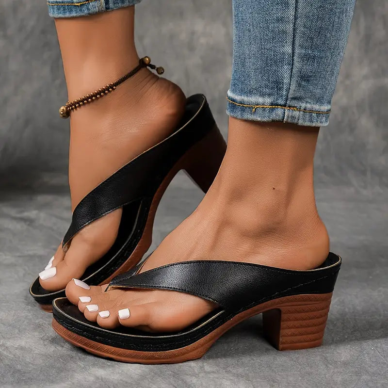 Riley | Summer Heeled Slide Sandals with Strap