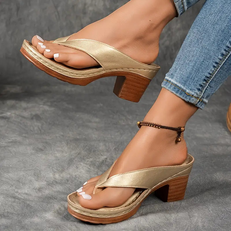 Riley | Summer Heeled Slide Sandals with Strap