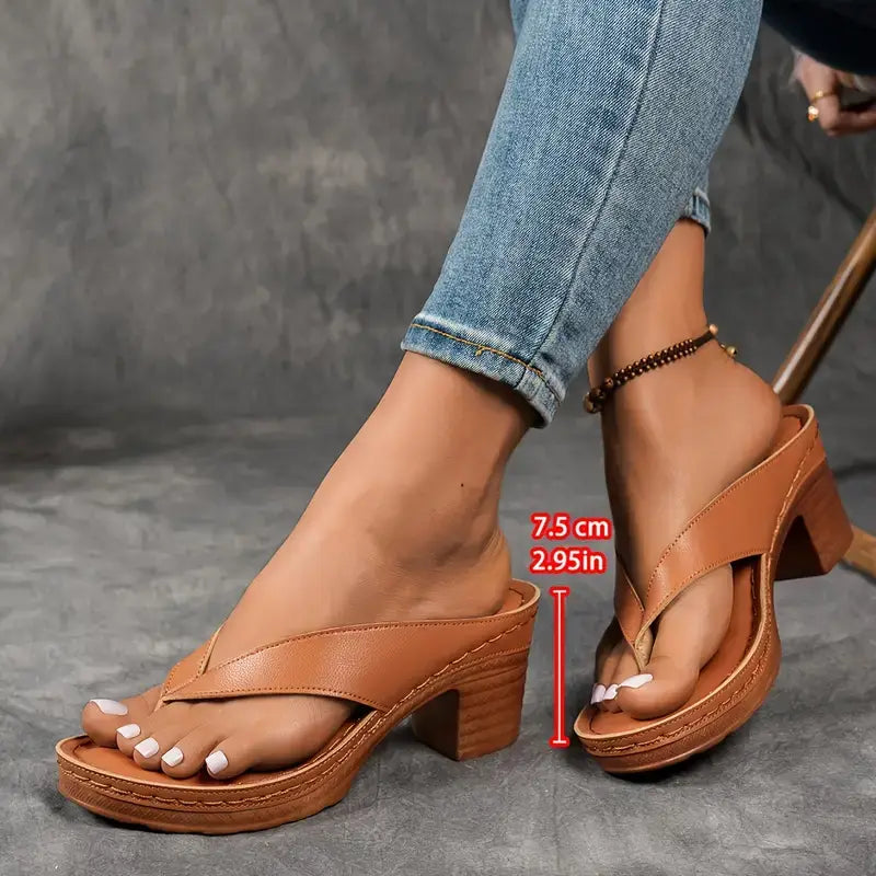 Riley | Summer Heeled Slide Sandals with Strap