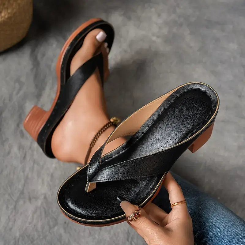 Riley | Summer Heeled Slide Sandals with Strap