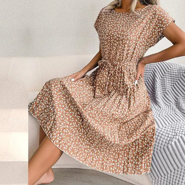 Sorrelia | Printed Midi Dress with Tie Waist