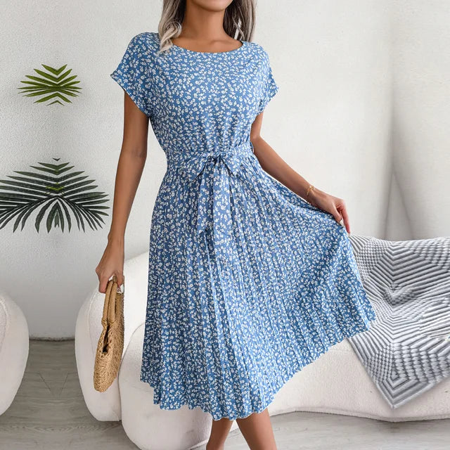 Sorrelia | Printed Midi Dress with Tie Waist