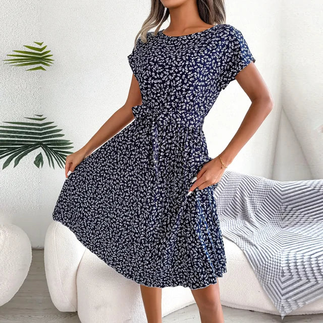 Sorrelia | Printed Midi Dress with Tie Waist