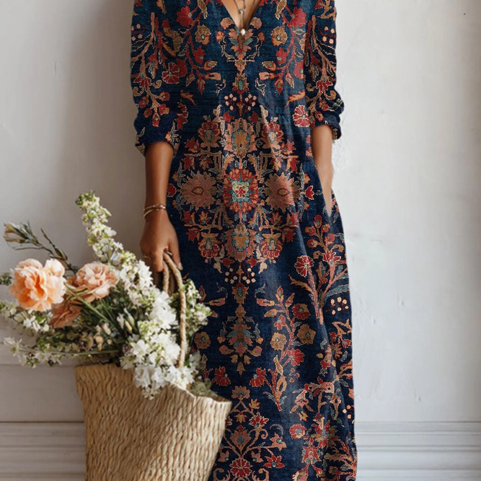 Velmira | Women’s Vintage Bohemian Midi Dress