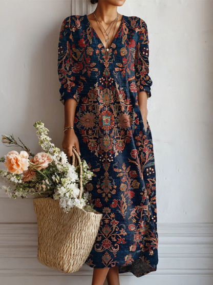 Velmira | Women’s Vintage Bohemian Midi Dress