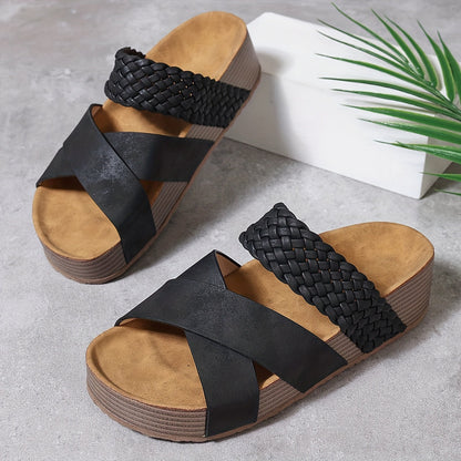 Calverna | Women’s Platform Slides with Braided Strap