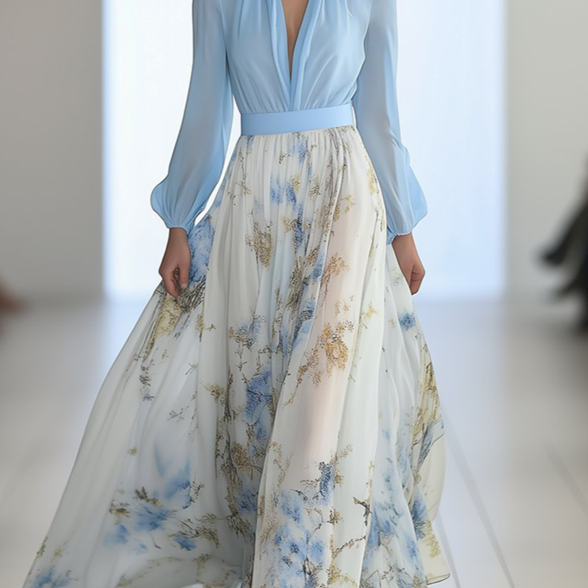 Elise | Floral Print Flowing Maxi Dress