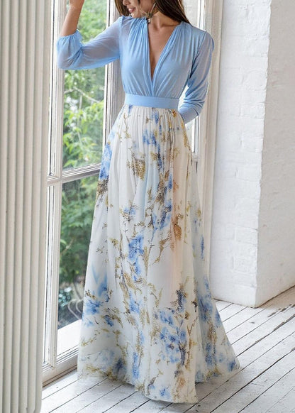 Elise | Floral Print Flowing Maxi Dress