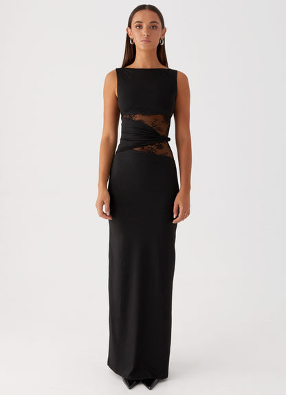 Serena | Women’s Lace Panel Sleeveless Evening Maxi Dress